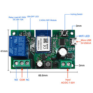 Módulo de Interruptor de Relé Momentáneo de 1 Canal, <span class=keywords><strong>5</strong></span>-32V, WIFI, Autobloqueante, Controlador de Puerta de Garaje WIFI, Compatible con Alexa y <span class=keywords><strong>Google</strong></span> <span class=keywords><strong>Home</strong></span> - Product Image 3