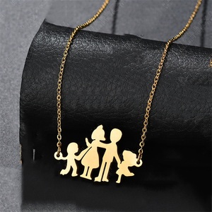 Cadeaux pour la fête <span class=keywords><strong>des</strong></span> pères et <span class=keywords><strong>des</strong></span> mères, vente flash <span class=keywords><strong>ETSY</strong></span>, colliers créatifs en acier inoxydable pour une nouvelle famille de quatre personnes - Product Image 3