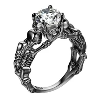 هاينون أحدث خاتم أسود الزركون الجمجمة رئيس شكل للهدايا مجوهرات للجنسين الماس خاتم الخطوبة بالجملة