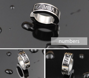 Boucles d'oreilles à clipser en acier inoxydable sans piercing pour femmes et hommes, boucles d'oreilles à motif de chiffres romains en croix - Product Image 5