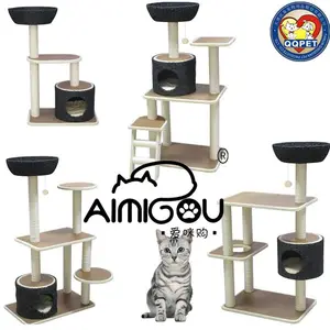Заводская сизальная Когтеточка Aimigou для кошек с подвесными плюшевыми игрушками для кошек