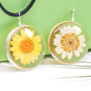 Bella naturale reale secchi monili del pendente del fiore di girasole <span class=keywords><strong>margherita</strong></span> <span class=keywords><strong>collana</strong></span> per i monili delle donne - Product Image 5