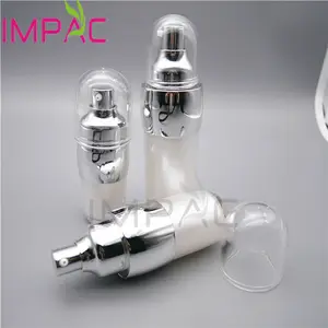 Luxe airless serum pomp fles met zilveren vacuümpomp voor cosmetica