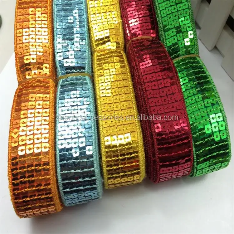 Wholesale 2.3cm Colorful Stock Square Beads Eco-friendly Sequin Beaded Lace Fabric