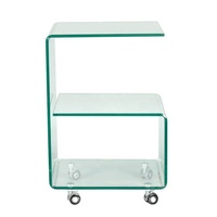 Table basse en verre courbé de bonne qualité 2026, salon, gain de place, petite table basse en verre courbé avec plateau en verre à quatre roulettes, prix