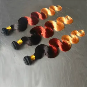Human Hair Weave 3Tone Color Ombre Hair 6a 1B 33 27 Wine Colored Weave Hair Extensions