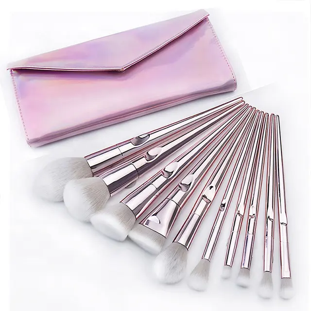 Wholesales 10pcs 100% Cruelty Free Dual-Application Red Makeup Brushes Set With Logo