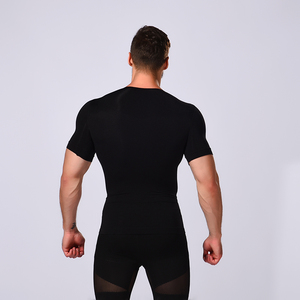 전문 제조 업체 도매 탄성 통기성 <span class=keywords><strong>Shapewear</strong></span> 슬림 맞는 T 셔츠 남성 - Product Image 5