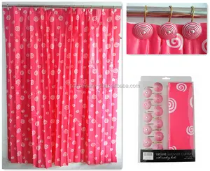 New collection home style round fabric shower curtain with resin hook set of 13