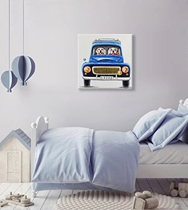 ภาพพิมพ์ 3 มิติ - ภาพวาดตกแต่งผนัง<span class=keywords><strong>รูป</strong></span>สัตว์แบบ<span class=keywords><strong>วาด</strong></span>มือ ภาพสุนัขในรถ งานศิลปะบนผ้าใบสำหรับพิมพ์สำหรับห้องเด็ก - Product Image 4