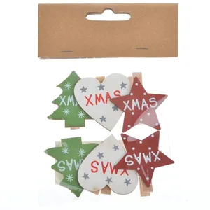 Houten Craft Card Photo Memo Foto Houder Decoratieve Ster Boom Hartvorm Kerst Clips