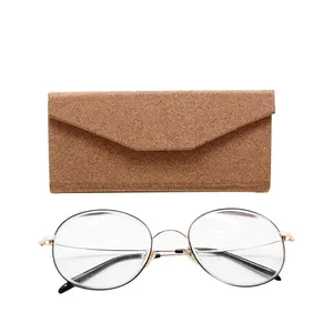 Newest Design Folding Portable Triangle Optical Eye Glasses Case Custom Branded ECO Cork Sunglasses Packing Case