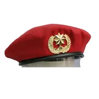 Red Wool Police Military Beret Cap for Men and Women