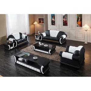 Conjunto de sofás modernos de cuero genuino, muebles para sala de estar, sofá seccionales chesterfield con mesa de centro y soporte de TV
