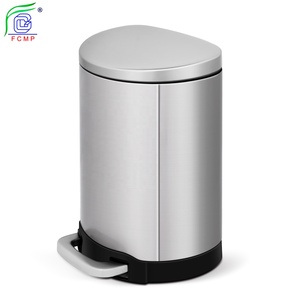 Tempat Sampah Semi bulat 12L, dengan ember bagian dalam tutup baja tahan karat dan Pedal kaki kapasitas besar untuk kantor dan dapur - Product Image 4
