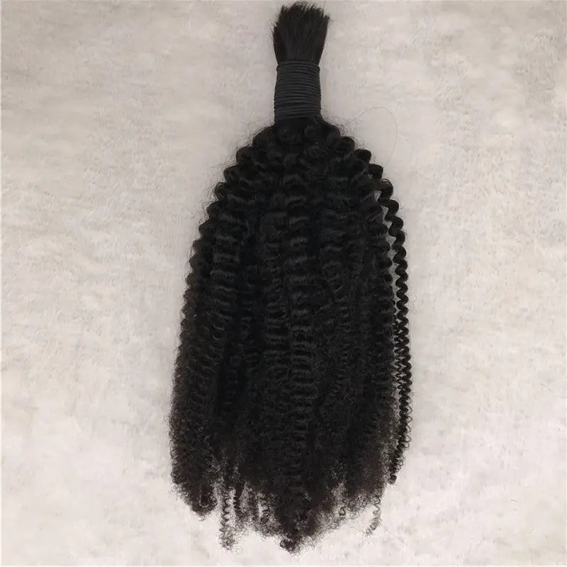 Frete grátis cabelo trançado a granel, sem trama afro indiana cacheado cabelo em massa para trança