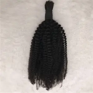 送料無料人間の編組ヘアバルク横糸なしインドのアフロキンキーカーリーバルク髪編組用