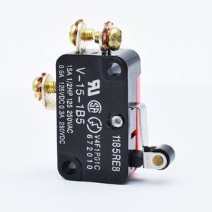 마이크로 스위치 프리포트 일 미국 15A 250V 감지 스위치 V-15-1B5 빨간색 본체 검은색 손잡이 - Product Image 4