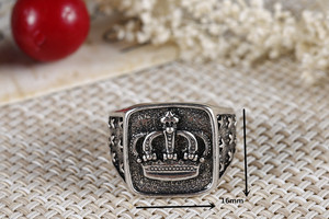 Anillo <span class=keywords><strong>de</strong></span> Sello con Corona <span class=keywords><strong>de</strong></span> Rey y Reina, Nuevo, <span class=keywords><strong>para</strong></span> Hombre y Mujer, Color Plata Vintage, Tallado con Estrellas, Joyería Punk <span class=keywords><strong>para</strong></span> Fiestas, <span class=keywords><strong>Regalos</strong></span> - Product Image 6