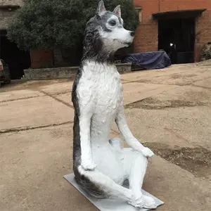 Al aire libre de fibra de vidrio de tamaño natural perro estatuas greyhound perro para la venta