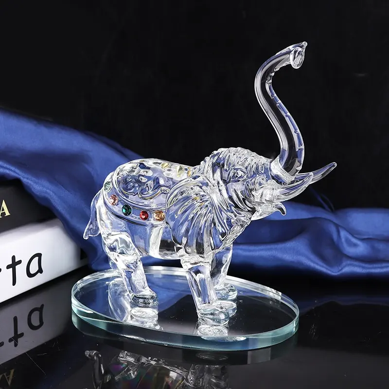 NEW Designed Fantastic Elephant Crystal Figurines Carved Animal With Small Diamond For Wholesale