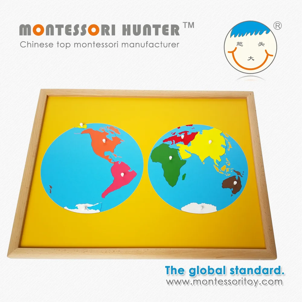 Mundo mapa Puzzle de Geografía de la escuela Montessori Juguetes