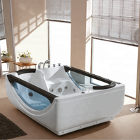 Bañera doble acrílica con revestimiento de vidrio, chorros de masaje de hidromasaje, bañera de spa para interiores de dos personas al aire libre, nuevos productos