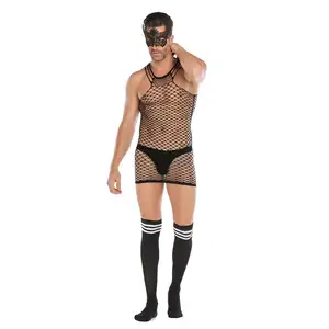 hot selling nylon Black fishnet mens sexy underwear Bodystockings