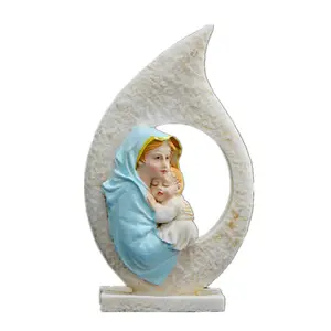 수지 마리아와 아기 동상 책상 종교적인 패 장식 조각