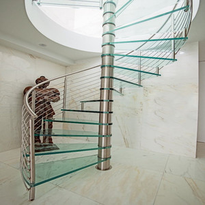 <strong>Custom</strong> Made Stainless Steel Glass Spiral Stairs for Small Spaces - Product Image 2