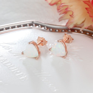 925 Sterling Silver Rose Gold Plated Heart Cut <strong>Opal</strong> Stone Factory Price <strong>Opal</strong> <strong>Earrings</strong> - Product Image 6