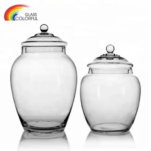 Food safe kitchen used High quality giant transparent glass storage jar for different kind of food with glass lid