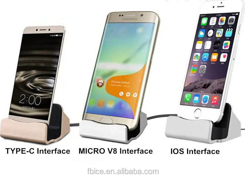 IOS/Android/Type-C แท่นชาร์จแบบชาร์จเร็วและซิงค์ข้อมูลสำหรับ iPhone Samsung Xiaomi