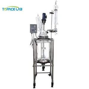 Topacelab 50L Nuevo Reactor de vidrio de doble capa con camisa de laboratorio con condensador de columna de rectificación para uso en hervidor de reacción