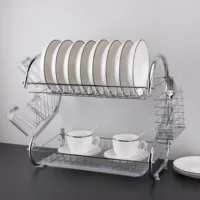 Kitchen Rack Dish Kitchen 2020 New Products Kitchen Chrome Plated Drying Metal Rack Drainer Dish