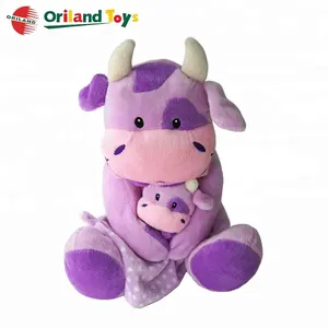 Custom Top Quality soft cute purple plush cow stuffed toy animal