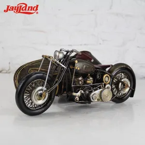 Vintage Handmade Iron Art Cross - Road Sidecar Three - Person Motorcycle Model