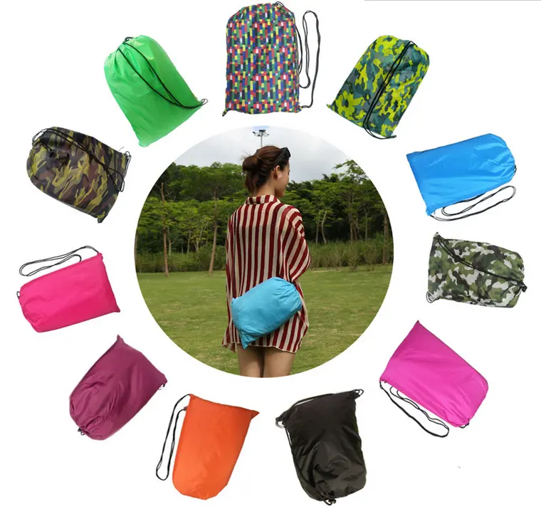 190T Beach Lay Bag Hangout Schlaf Air Bed Lounger Laybag Outdoor schnell zusammen klappbare Schlaf aufblasbare Luft Sofa Lazy Bag