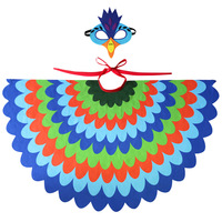 Cape de paon en feutre pour enfants, avec masque, déguisement d'halloween, Cosplay,