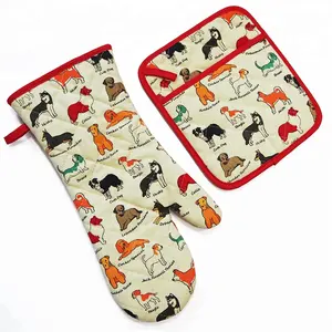 Dog Pattern 2018 good quality printed style cotton material kitchen cooking bbq oven mitt