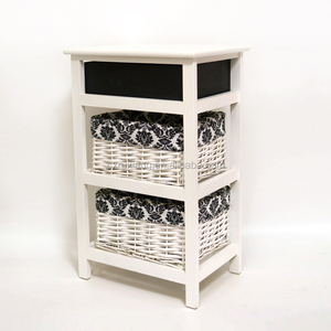 <span class=keywords><strong>Commode</strong></span> à <span class=keywords><strong>3</strong></span> niveaux en bois avec panier pour chambre à coucher - Product Image 3