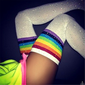 Offre Spéciale Chaude Forage Strass Cuisse Haute <span class=keywords><strong>Chaussettes</strong></span> Filles Bling Rayé Femmes Genou Haute <span class=keywords><strong>Chaussettes</strong></span> - Product Image 5