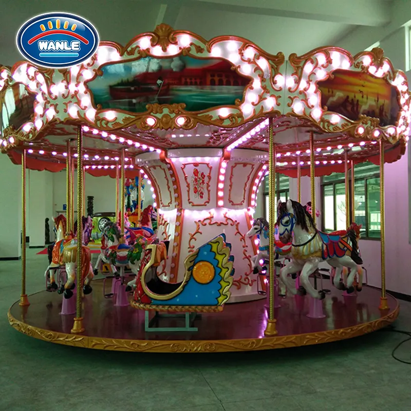 Juegos de entretenimiento de lujo para niños, carrusel giratorio de caballos en venta