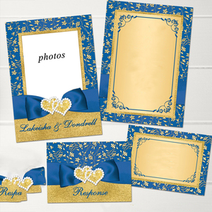 Tarjeta de invitación de boda coreana, bonito azul real, muy Popular - Product Image 6