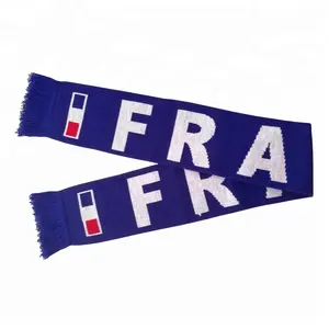 2022 Qatar football fans gift scarf Custom knitted style European soccer mini scarf France football scarf