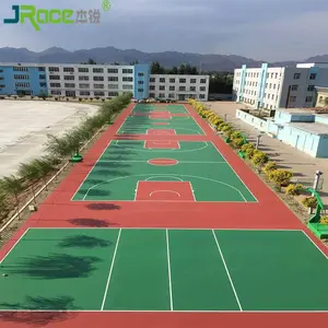 Piso de basquete ao ar livre de cantão, resistente às intempéries, corte, custo de piso sintético