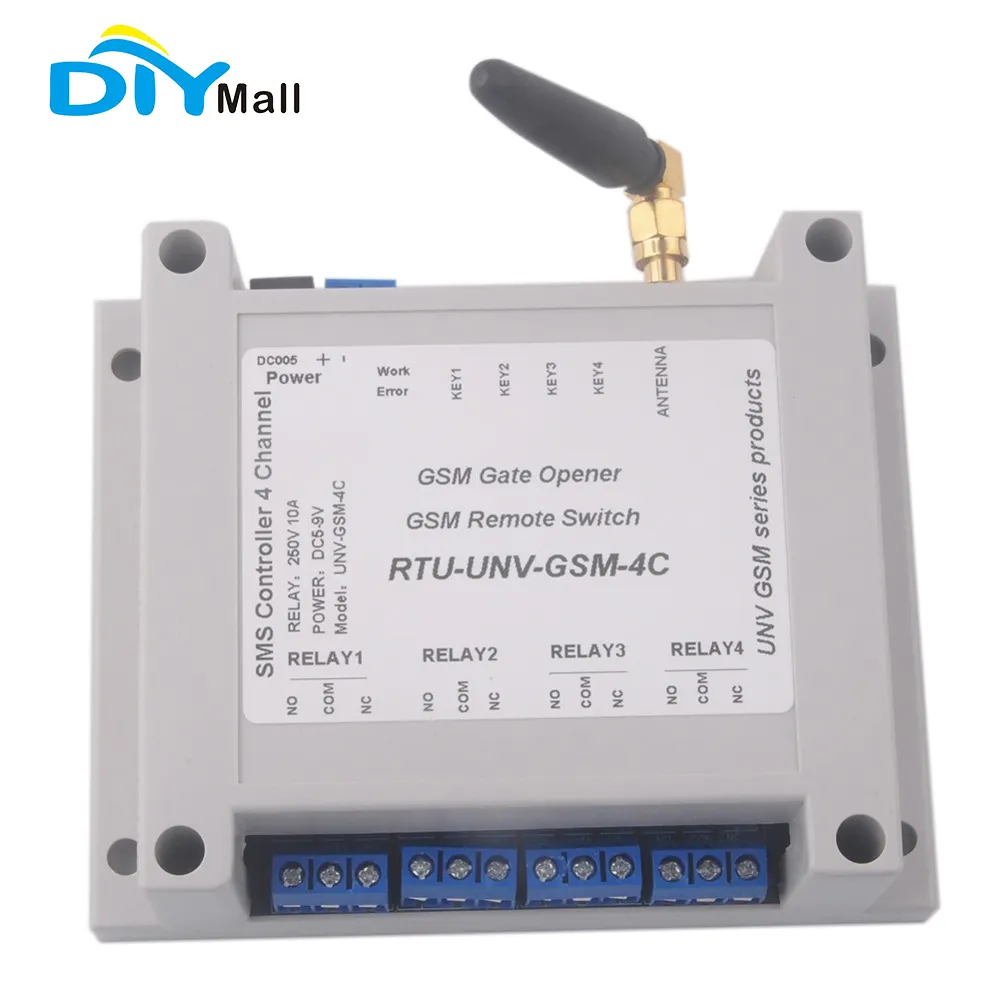 Diymall 4 kênh mô-đun tiếp sức với trường hợp SMS cuộc gọi điều khiển GSM điều khiển từ xa chuyển đổi Sim800C GSM cổng mở