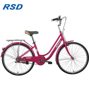 Pink Lady Women Xe Đạp Với Giỏ, Xe Đạp Thành Phố 24 ", Xe Đạp Old Lady Sản Xuất Tại Trung Quốc