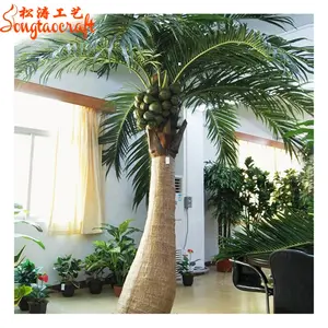Pohon Palem Tanaman Palsu Kelapa Menyala Plastik Besar Dalam Ruangan Luar Ruangan Guangzhou untuk Dekorasi Pernikahan