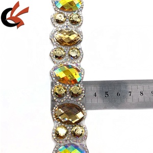 Nuevo amarillo AB resina diamantes de imitación adornos cinta apliques hierro-en para ropa de Carnaval y decoración de bolsos - Product Image 5